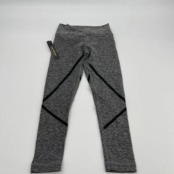 Style Reform Capri Leggings XXS Womens Gray Black Striped Spandex Stretch Active - Picture 2 of 11